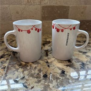 Starbucks red dot Christmas Ornament Coffee Tea Mug Cup 2012 Set of 2